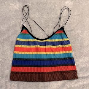 Striped Strappy Back Crop Top